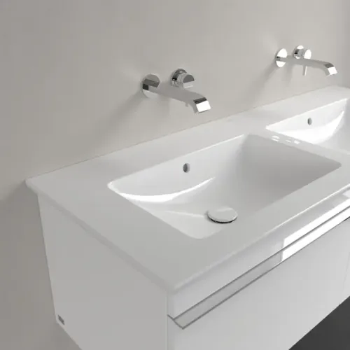 Villeroy & Boch Venticello Двойная раковина для установки на тумбу, 1300 x 500 x 170 mm, Альпийский белый, с переливом 4111DJ01