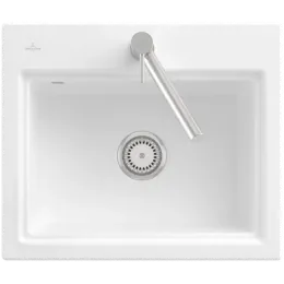 Villeroy & Boch Subway Style 60 S Мойка, включая Комплект слива с ручным управлением, сливная решетка , выкл Керамика, 600 x 510 mm, Stone White CeramicPlus 336601RW