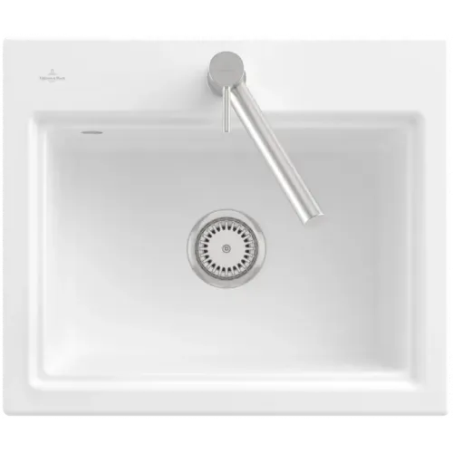 Villeroy & Boch Subway Style 60 S Мойка, включая Комплект слива с ручным управлением, сливная решетка , выкл Керамика, 600 x 510 mm, Stone White CeramicPlus 336601RW