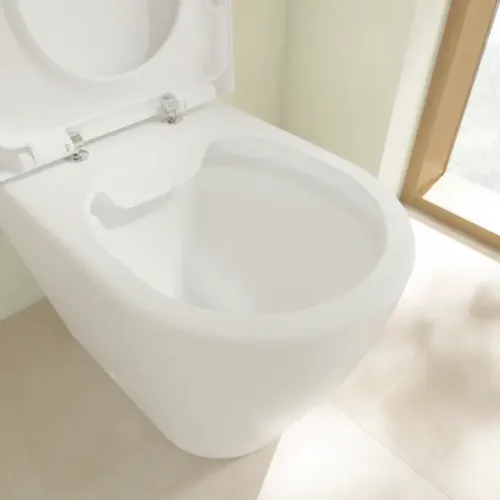 Villeroy & Boch Avento Унитаз-компакт с открытым смывным краем, напольный, Stone White CeramicPlus 5644R0RW