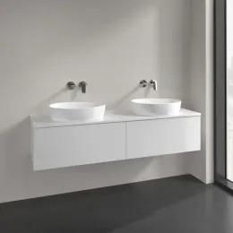 Villeroy & Boch Antao Тумба под раковину, 2 выдвижных ящика, 1600 x 360 x 500 mm, лицевая поверхность без текстурированной отделки, Glossy White Lacquer / Glossy White Lacquer K39010GF