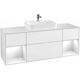 Villeroy & Boch Finion Тумба под раковину, с подсветкой, 4 выдвижных ящика, 1600 x 603 x 501 mm, Glossy White Lacquer / Glossy White Lacquer G451GFGF