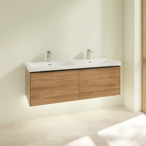 Villeroy & Boch Subway 3.0 Тумба под раковину, с подсветкой, 2 выдвижных ящика, 1272 x 429 x 478 mm, Oak Kansas C567L1RH