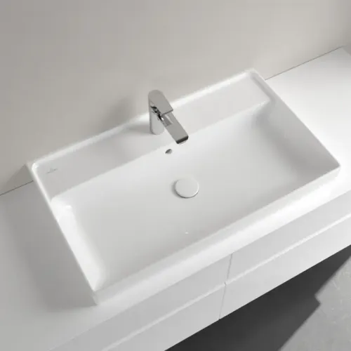Villeroy & Boch Collaro Pаковина для установки на тумбу, 800 x 465 x 160 mm, Альпийский белый CeramicPlus, с переливом, шлифованный 4A338GR1