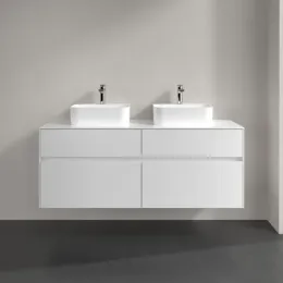 Villeroy & Boch Collaro Тумба под раковину, с подсветкой, 4 выдвижных ящика, 1400 x 548 x 500 mm, Glossy White / Glossy White C103B0DH
