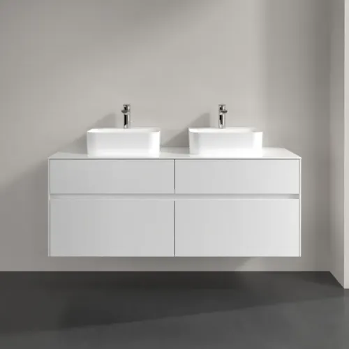 Villeroy & Boch Collaro Тумба под раковину, с подсветкой, 4 выдвижных ящика, 1400 x 548 x 500 mm, Glossy White / Glossy White C103B0DH