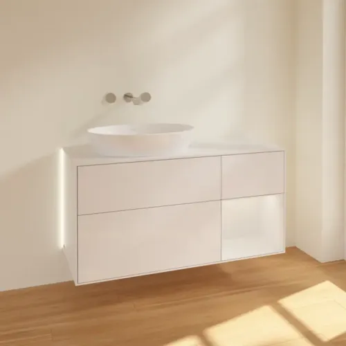 Villeroy & Boch Finion Тумба под раковину, с подсветкой, 3 выдвижных ящика, 1200 x 603 x 501 mm, Glossy White Lacquer / Glossy White Lacquer GA51GFGF