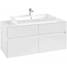 Villeroy & Boch Collaro Тумба под раковину, 4 выдвижных ящика, 1200 x 548 x 500 mm, Glossy White / Glossy White C08700DH