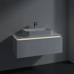 Villeroy & Boch Legato Тумба под раковину, с подсветкой, 1 выдвижной ящик, 1000 x 380 x 500 mm, Glossy White / Glossy White B755L0DH