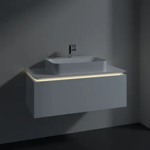 Villeroy & Boch Legato Тумба под раковину, с подсветкой, 1 выдвижной ящик, 1000 x 380 x 500 mm, Glossy White / Glossy White B755L0DH