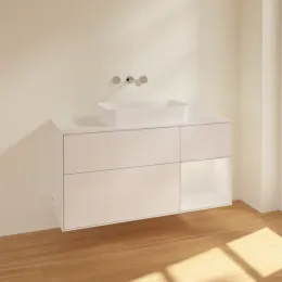 Villeroy & Boch Finion Тумба под раковину, с подсветкой, 3 выдвижных ящика, 1200 x 603 x 501 mm, Glossy White Lacquer / Glossy White Lacquer F711GFGF