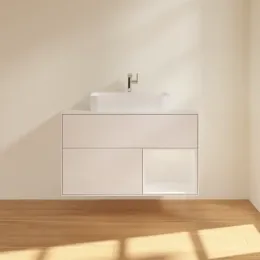 Villeroy & Boch Finion Тумба под раковину, с подсветкой, 2 выдвижных ящика, 1000 x 603 x 501 mm, Glossy White Lacquer / Glossy White Lacquer G371GFGF