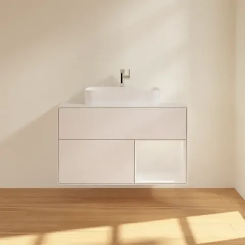 Villeroy & Boch Finion Тумба под раковину, с подсветкой, 2 выдвижных ящика, 1000 x 603 x 501 mm, Glossy White Lacquer / Glossy White Lacquer G371GFGF