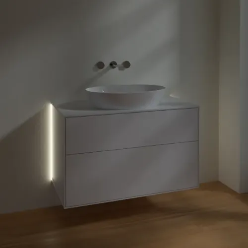 Villeroy & Boch Finion Тумба под раковину, с подсветкой, 2 выдвижных ящика, 1000 x 603 x 501 mm, Glossy White Lacquer GA0100GF