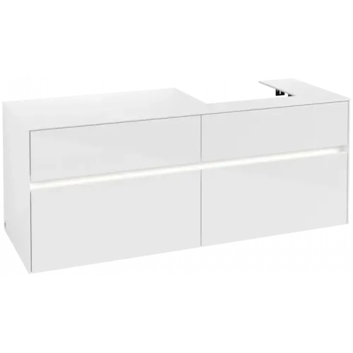 Villeroy & Boch Collaro Тумба под раковину, с подсветкой, 4 выдвижных ящика, 1400 x 548 x 500 mm, Glossy White / Glossy White C075B0DH