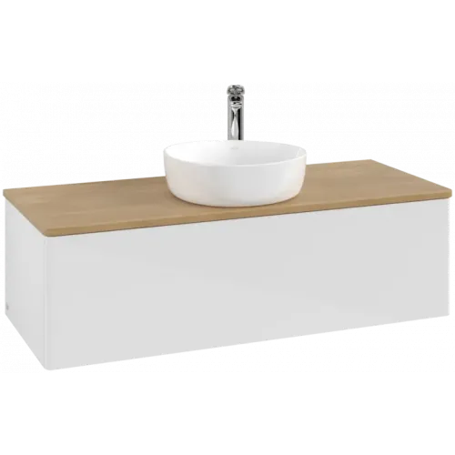 Villeroy & Boch Antao Тумба под раковину, 1 выдвижной ящик, 1200 x 360 x 500 mm, лицевая поверхность без текстурированной отделки, Glossy White Lacquer / Honey Oak K32051GF