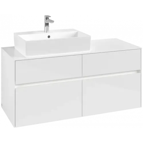 Villeroy & Boch Collaro Тумба под раковину, с подсветкой, 4 выдвижных ящика, 1200 x 548 x 500 mm, Glossy White / Glossy White C129B0DH