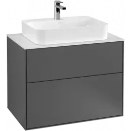 Villeroy & Boch Finion Тумба под раковину, с подсветкой, 2 выдвижных ящика, 800 x 603 x 501 mm, Silk Grey Matt Lacquer G34100HJ