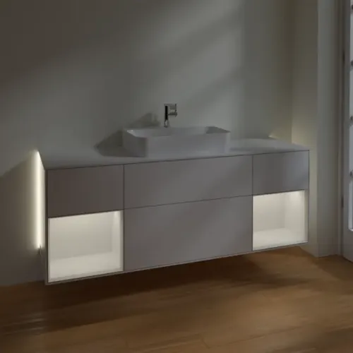 Villeroy & Boch Finion Тумба под раковину, с подсветкой, 4 выдвижных ящика, 1600 x 603 x 501 mm, Glossy White Lacquer / Glossy White Lacquer G451GFGF