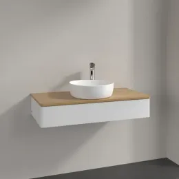 Villeroy & Boch Antao Тумба под раковину, 1 выдвижной ящик, 1000 x 190 x 500 mm, лицевая поверхность без текстурированной отделки, Glossy White Lacquer / Honey Oak K09051GF