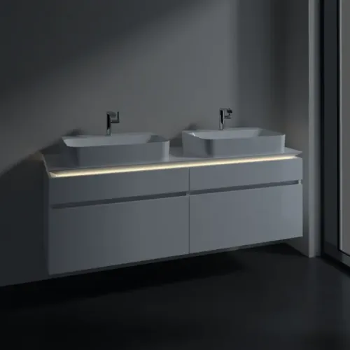 Villeroy & Boch Legato Тумба под раковину, с подсветкой, 4 выдвижных ящика, 1600 x 550 x 500 mm, Glossy White / Glossy White B768L0DH