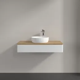 Villeroy & Boch Antao Тумба под раковину, 1 выдвижной ящик, 1000 x 190 x 500 mm, лицевая поверхность без текстурированной отделки, Glossy White Lacquer / Honey Oak K09051GF