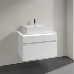 Villeroy & Boch Legato Тумба под раковину, с подсветкой, 2 выдвижных ящика, 800 x 550 x 500 mm, Glossy White / Glossy White B602L0DH