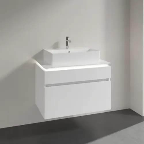 Villeroy & Boch Legato Тумба под раковину, с подсветкой, 2 выдвижных ящика, 800 x 550 x 500 mm, Glossy White / Glossy White B602L0DH