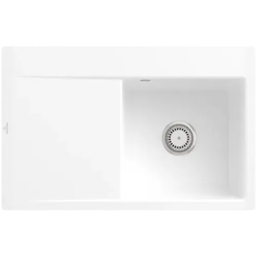 Villeroy & Boch Subway Style 45 Flat Мойка, включая Комплект слива с ручным управлением, выкл Керамика, 780 x 510 mm, Альпийский белый CeramicPlus 33471FR1