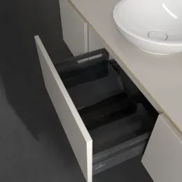 Villeroy & Boch Legato Тумба под раковину, с подсветкой, 3 выдвижных ящика, 1400 x 380 x 500 mm, Soft Grey / Soft Grey B585L0VK