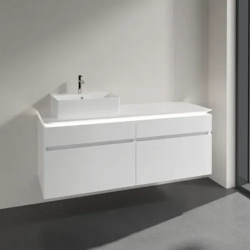 Villeroy & Boch Legato Тумба под раковину, с подсветкой, 4 выдвижных ящика, 1400 x 550 x 500 mm, Glossy White / Glossy White B614L0DH