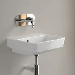 Villeroy & Boch O.novo Раковина компактная, 450 x 370 x 160 mm, Альпийский белый, с переливом, задняя сторона и нижняя сторона шлифованные 43444J01
