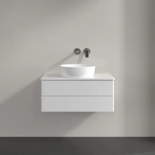 Villeroy & Boch Antao Тумба под раковину, с подсветкой, 2 выдвижных ящика, 800 x 360 x 500 mm, лицевая поверхность без текстурированной отделки, Glossy White Lacquer / Glossy White Lacquer L19010GF