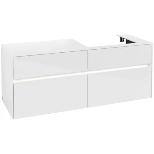 Villeroy & Boch Collaro Тумба под раковину, с подсветкой, 4 выдвижных ящика, 1400 x 548 x 500 mm, Glossy White / Glossy White C086B0DH