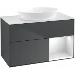 Villeroy & Boch Finion Тумба под раковину, с подсветкой, 2 выдвижных ящика, 1000 x 603 x 501 mm, Midnight Blue Matt Lacquer / White Matt Lacquer FA21MTHG
