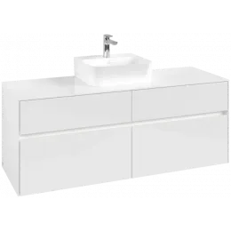 Villeroy & Boch Collaro Тумба под раковину, с подсветкой, 4 выдвижных ящика, 1400 x 548 x 500 mm, Glossy White / Glossy White C100B0DH