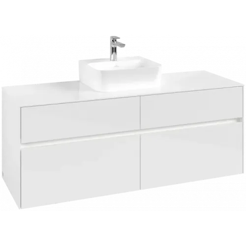 Villeroy & Boch Collaro Тумба под раковину, с подсветкой, 4 выдвижных ящика, 1400 x 548 x 500 mm, Glossy White / Glossy White C100B0DH