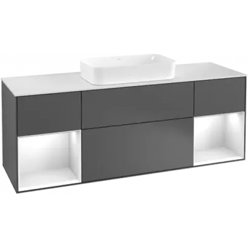 Villeroy & Boch Finion Тумба под раковину, с подсветкой, 4 выдвижных ящика, 1600 x 603 x 501 mm, Silk Grey Matt Lacquer / Silk Grey Matt Lacquer G331HJHJ