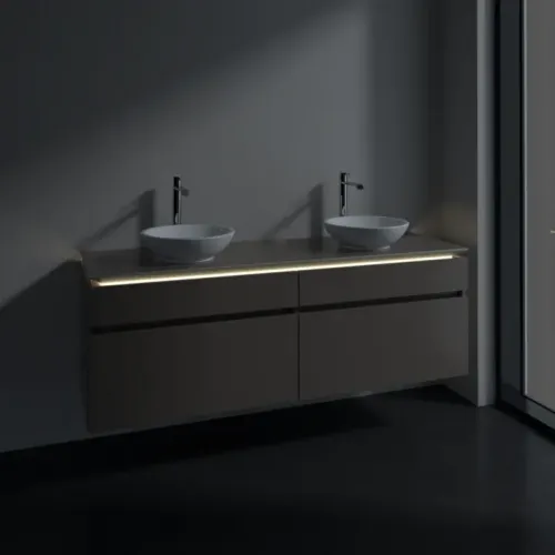 Villeroy & Boch Legato Тумба под раковину, с подсветкой, 4 выдвижных ящика, 1600 x 550 x 500 mm, Truffle Grey / Truffle Grey B600L0VG