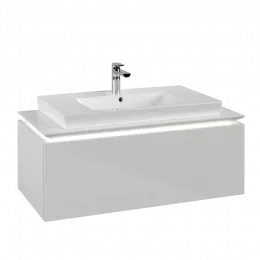 Villeroy & Boch Legato Тумба под раковину, с подсветкой, 1 выдвижной ящик, 1000 x 380 x 500 mm, Glossy White / Glossy White B694L0DH