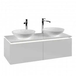 Villeroy & Boch Legato Тумба под раковину, с подсветкой, 2 выдвижных ящика, 1200 x 380 x 500 mm, Glossy White / Glossy White B583L0DH