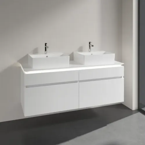 Villeroy & Boch Legato Тумба под раковину, с подсветкой, 4 выдвижных ящика, 1400 x 550 x 500 mm, Glossy White / Glossy White B669L0DH