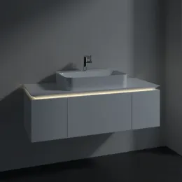 Villeroy & Boch Legato Тумба под раковину, с подсветкой, 3 выдвижных ящика, 1200 x 380 x 500 mm, Glossy White / Glossy White B757L0DH