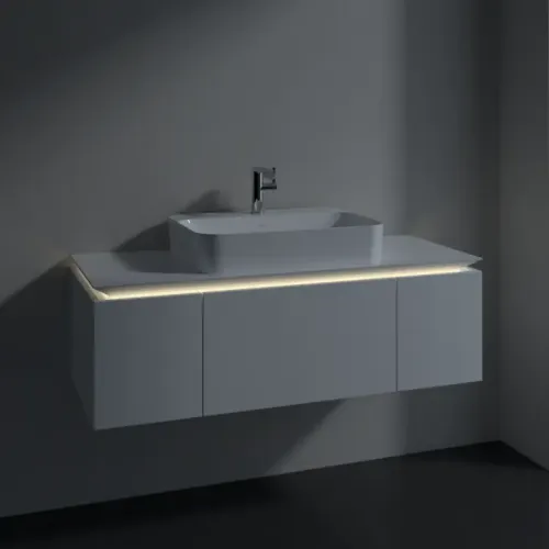 Villeroy & Boch Legato Тумба под раковину, с подсветкой, 3 выдвижных ящика, 1200 x 380 x 500 mm, Glossy White / Glossy White B757L0DH