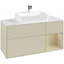 Villeroy & Boch Finion Тумба под раковину, с подсветкой, 3 выдвижных ящика, 1200 x 603 x 501 mm, Silk Grey Matt Lacquer / Silk Grey Matt Lacquer F171HJHJ