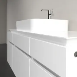 Villeroy & Boch Legato Тумба под раковину, с подсветкой, 5 выдвижных ящиков, 1400 x 550 x 500 mm, Glossy White / Glossy White B760L0DH