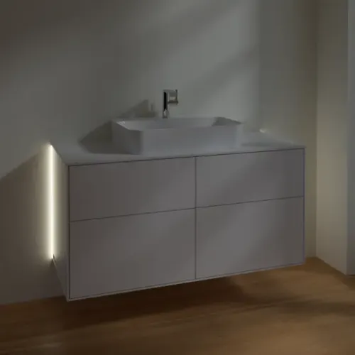 Villeroy & Boch Finion Тумба под раковину, с подсветкой, 4 выдвижных ящика, 1200 x 603 x 501 mm, Glossy White Lacquer G38100GF