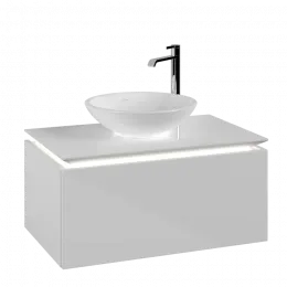 Villeroy & Boch Legato Тумба под раковину, с подсветкой, 1 выдвижной ящик, 800 x 380 x 500 mm, Glossy White / Glossy White B601L0DH