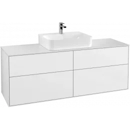 Villeroy & Boch Finion Тумба под раковину, с подсветкой, 4 выдвижных ящика, 1600 x 603 x 501 mm, Glossy White Lacquer G19100GF