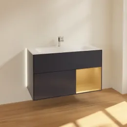 Villeroy & Boch Finion Тумба под раковину, с подсветкой, 2 выдвижных ящика, 996 x 591 x 498 mm, Midnight Blue Matt Lacquer / Gold Matt Lacquer G040HFHG